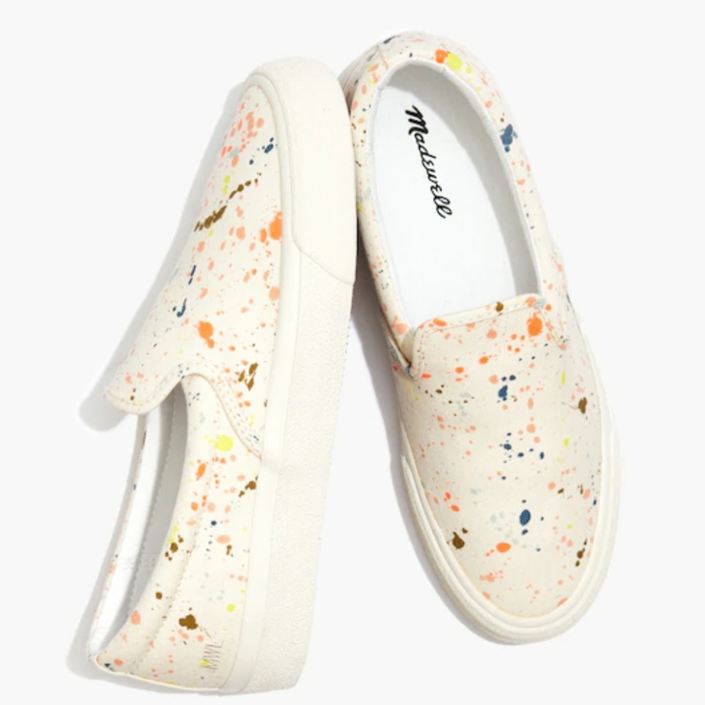 Madewell Sidewalk Paint Splatter Recycled Canvas Slip-On Sneakers